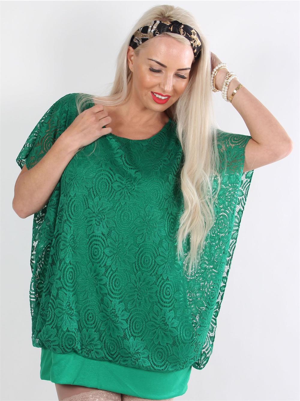 Tea Lace - Sort tætsiddende top med løst blondestof udover